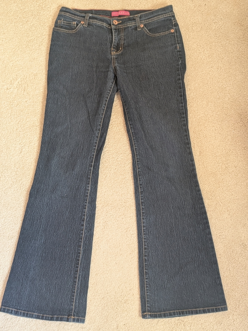 VTG Y2K Glo Jeans Dark Wash Embroidered Flare Size 9